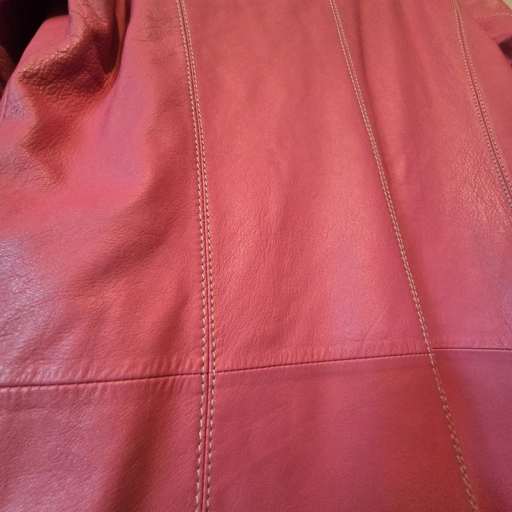 Vintage 90s Y2K Lucien Piccard Leather‎ Trench Coat Women's LG Rosey Pink Boho